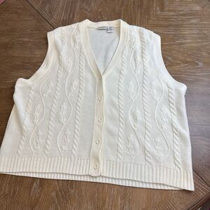Classic Elements Woman Cream Cable Knit Sweater Vest